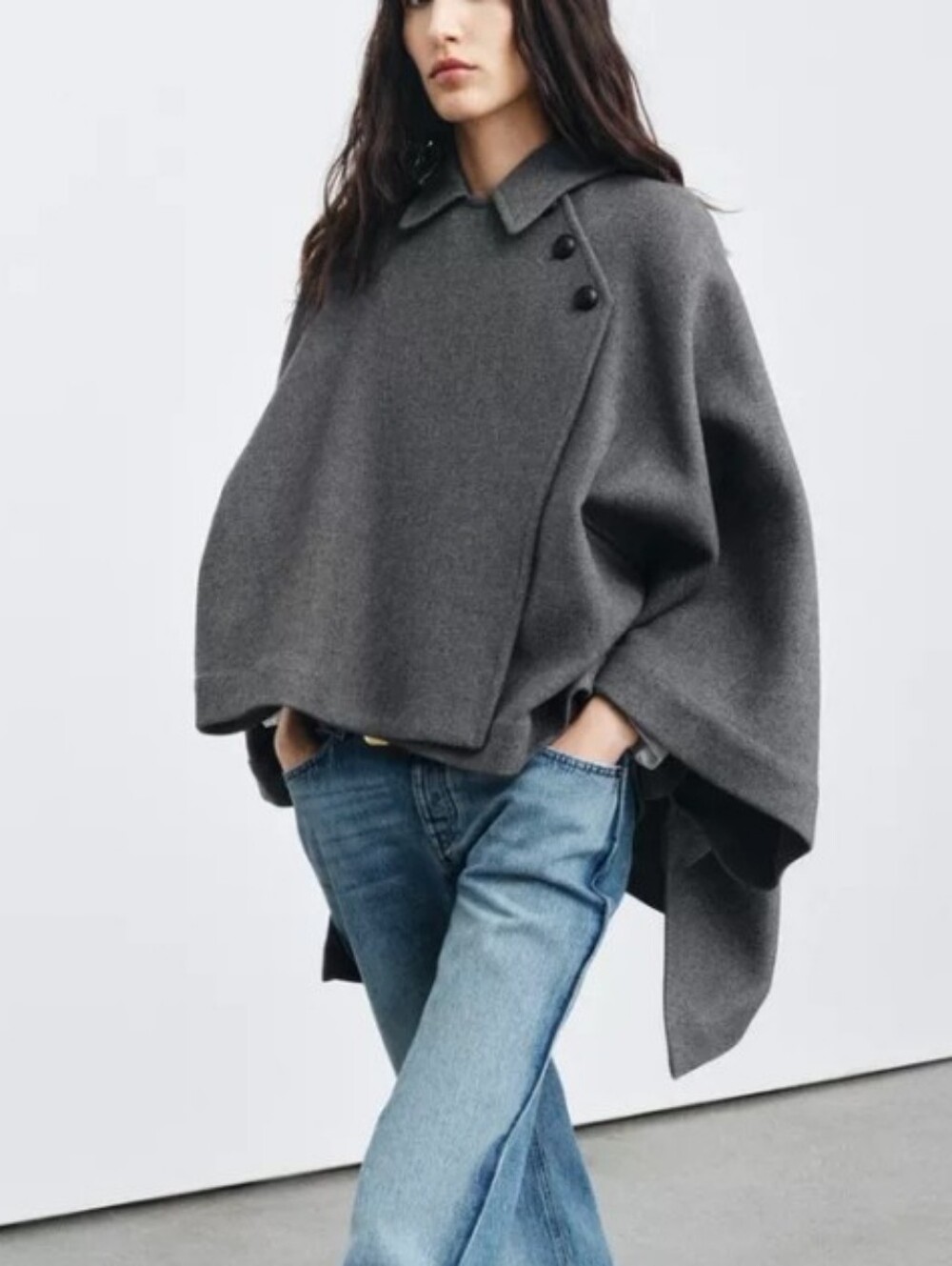Zara Zw Collection Limited Edition Oversized Winter Wool Cape Sz-M